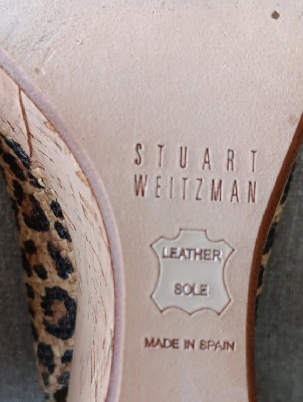 Stuart Weitzman"Jean" Leopard Print Cork Wedge Slingbacks Peep-toe 6.5 M( EUC) - Picture 6 of 16